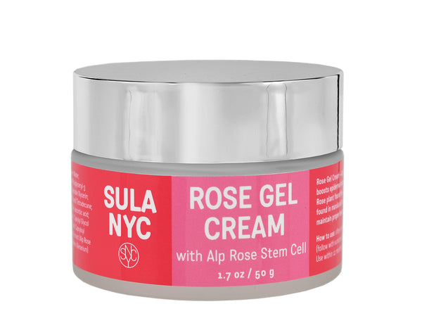 Glass jar with glossy solver cap Rose Gel Cream