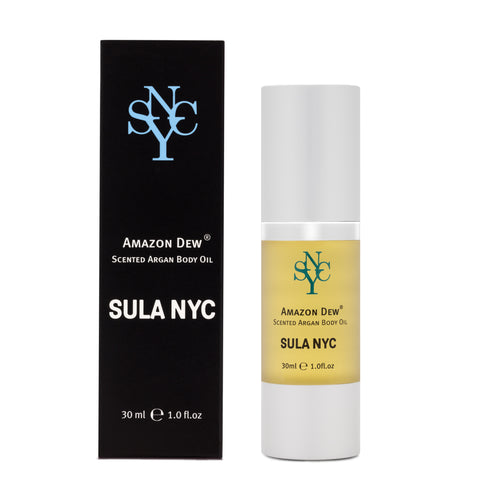 Scented argan body oil Amazon Dew by SULA NYC - organic skin care products