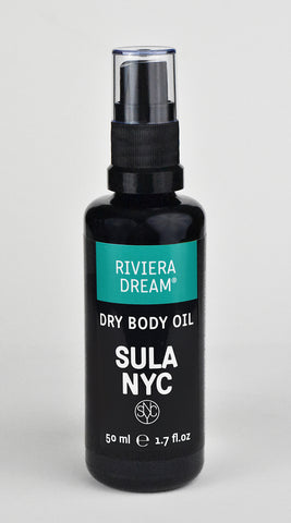 Black glass spray bottle Riviera Dream Dry Body Oil